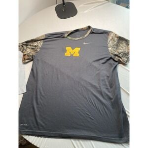 Nike Michigan Wolverines Dri-FIT Shirt XXL Grey Realtree Camo Gameday Tee